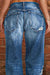 Bjlxn - Black Casual Street Patchwork Ripped Straight Denim Jeans