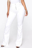 Bjlxn - White Fashion Casual Solid Patchwork High Waist Regular Denim Jeans