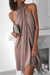 Bjlxn - Fashion Elegant Solid Halter Irregular Dress Dresses(7 Colors)