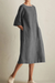 Bjlxn - Casual Solid Patchwork Pocket O Neck A Line Dresses(6 Colors)