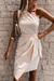Bjlxn - Elegant Solid Strap Design One Shoulder Irregular Dress Dresses(5 Colors)