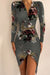 Bjlxn - Sexy Print Patchwork Fold Asymmetrical V Neck Irregular Dress Dresses(8 Colors)
