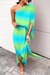 Bjlxn - Fashion Print One Shoulder Waist Skirt Dresses(5 Colors)