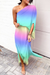 Bjlxn - Fashion Print One Shoulder Waist Skirt Dresses(5 Colors)