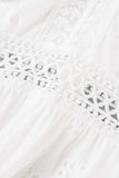 Bjlxn - Sweet Elegant Solid Tassel Embroidered Hollowed Out V Neck A Line Dresses