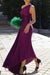 Bjlxn - Elegant Solid Patchwork Fold Asymmetrical Oblique Collar Evening Dress Dresses