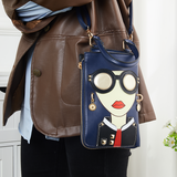 Bjlxn - Funny Lady Face Handbag Top Handle Satchel Purse Crossbody Bag