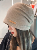 Bjlxn - Casual Keep Warm Applique Solid Color Hats&Caps