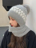 Bjlxn - Casual Jacquard 7 Colors Scarf&Hat Set