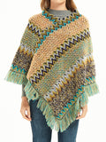 Bjlxn - Asymmetric Keep Warm Tasseled Cape Scarf