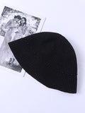 Bjlxn - Original Vintage Knitting Beaded Solid Color Hat