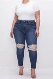 Bjlxn - Black Casual Solid Patchwork High Waist Skinny Denim Jeans