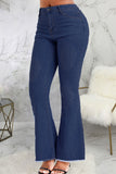 Bjlxn - Blue Casual Solid Patchwork High Waist Denim Jeans