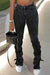 Bjlxn - Dark Gray Fashion Casual Solid Patchwork Slit Fold High Waist Regular Denim Jeans