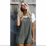 Women Ladies Loose Overalls Pockets Jumpsuit Sleeveless Strap Rompers Playsuit Causal Trousers Rompers