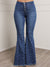 Bjlxn - Blue Casual Buckle Beading Mid Waist Regular Denim Jeans