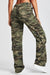 Bjlxn - Army Green Casual Camouflage Print Patchwork Mid Waist Denim Jeans