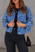 Bjlxn - Light Blue Casual Solid Beading Turndown Collar Long Sleeve Denim Jacket
