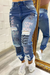 Bjlxn - Blue Casual Patchwork Ripped High Waist Harlan Denim Jeans