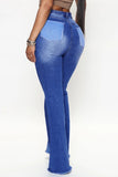 Bjlxn - Blue Casual Patchwork Contrast High Waist Regular Denim Jeans (Subject To The Actual Object)