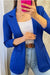 Bjlxn - Blue Casual Solid Cardigan Turn-back Collar Outerwear