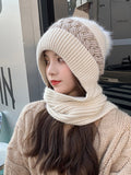 Bjlxn - Casual Jacquard 7 Colors Scarf&Hat Set