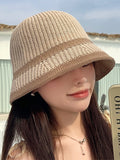 Bjlxn - Sun-Protection Contrast Color Woven Fisherman Hat Hats&Caps