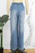 Bjlxn - Light Blue Casual Solid Bandage Patchwork High Waist Straight Denim Jeans