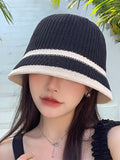 Bjlxn - Sun-Protection Contrast Color Woven Fisherman Hat Hats&Caps