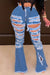 Bjlxn - Baby Blue Fashion Casual Solid Ripped High Waist Regular Denim Jeans
