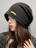 Bjlxn - Casual Keep Warm Applique Solid Color Hats&Caps