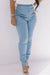 Bjlxn - Baby Blue Fashion Casual Solid Patchwork High Waist Regular Denim Jeans