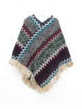 Bjlxn - Asymmetric Keep Warm Tasseled Cape Scarf