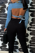 Bjlxn - Blue Sexy Solid Backless Turndown Collar Long Sleeve Skinny Denim Jacket