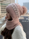 Bjlxn - Casual Jacquard 7 Colors Scarf&Hat Set