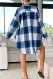 Bjlxn - Black Casual Plaid Cardigan Turndown Collar Outerwear