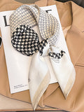 Bjlxn - Square Animal Printed Houndstooth Scarfs&Hats