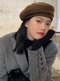 Bjlxn - Casual Keep Warm Solid Color Beret Hat