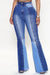 Bjlxn - Blue Casual Patchwork Contrast High Waist Boot Cut Denim Jeans