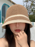 Bjlxn - Sun-Protection Contrast Color Woven Fisherman Hat Hats&Caps