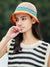 Bjlxn - Sun-Protection Contrast Color Short Brim Striped Woven Fisherman Hat Hats&Caps