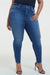 Bjlxn - Black Casual Solid Patchwork High Waist Skinny Denim Jeans