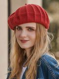 Bjlxn - Stylish Knitting Solid Color Beret Hat