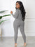 Knit Long Sleeves Zipper Bodycon Jumpsuits