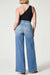 Bjlxn - Navy Blue Casual Daily Solid Patchwork High Waist Regular Denim Jeans