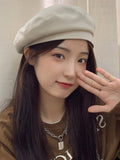 Bjlxn - Casual Simple Woolen 5 Colors Beret Hat