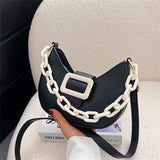 Bjlxn - Colorblock Crossbody Bag Fashion Zipper Shoulder Bag Chain Hobo Bag