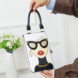 Bjlxn - Funny Lady Face Handbag Top Handle Satchel Purse Crossbody Bag