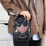 Bjlxn - Funny Lady Face Handbag Top Handle Satchel Purse Crossbody Bag