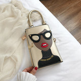 Bjlxn - Funny Lady Face Handbag Top Handle Satchel Purse Crossbody Bag